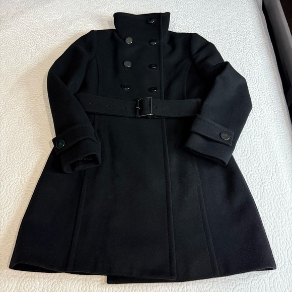 Babaton Black Double-Breasted Trench Coat Wool and Cashmere blend Large - Picture 15 of 16